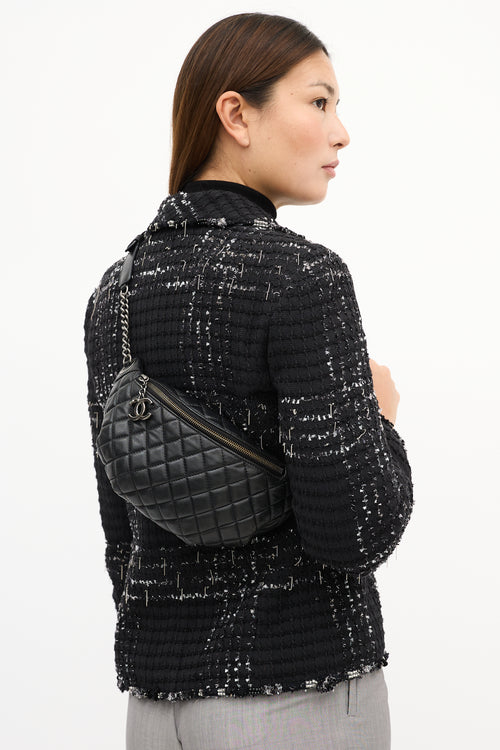 Chanel 2014 Black Quilted Leather Banane Waist Bag