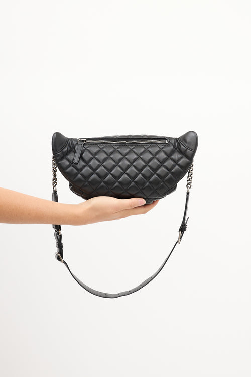 Chanel 2014 Black Quilted Leather Banane Waist Bag