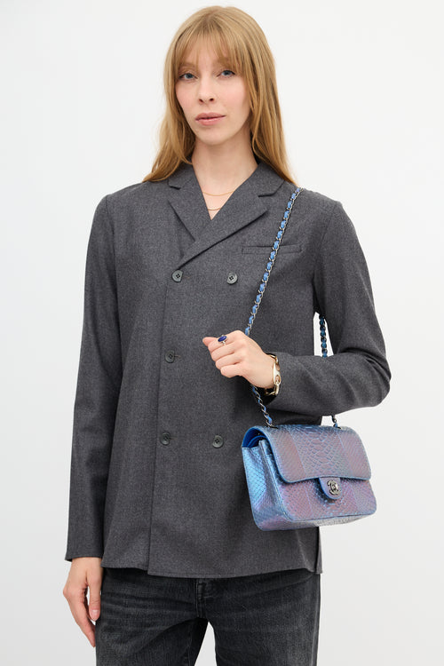 Chanel 2015 Exotic Leather Iridescent Classic Double Flap Bag