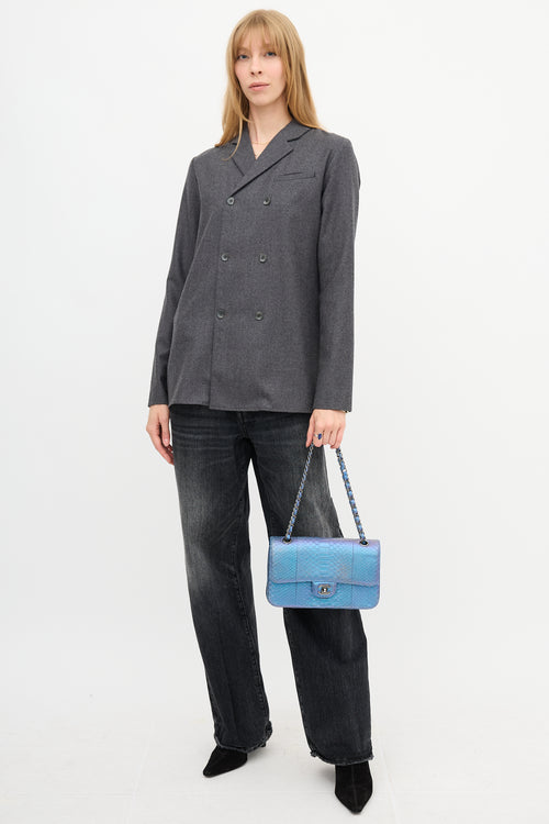 Chanel 2015 Exotic Leather Iridescent Classic Double Flap Bag