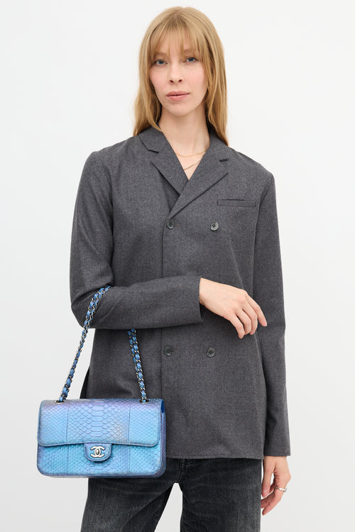 Chanel 2015 Exotic Leather Iridescent Classic Double Flap Bag