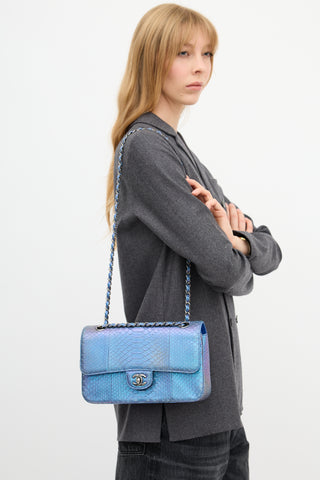 Chanel 2015 Exotic Leather Iridescent Classic Double Flap Bag