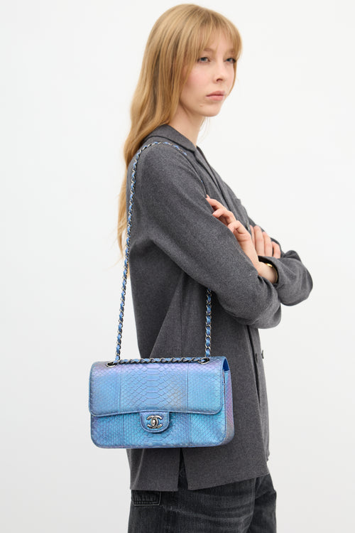 Chanel 2015 Exotic Leather Iridescent Classic Double Flap Bag