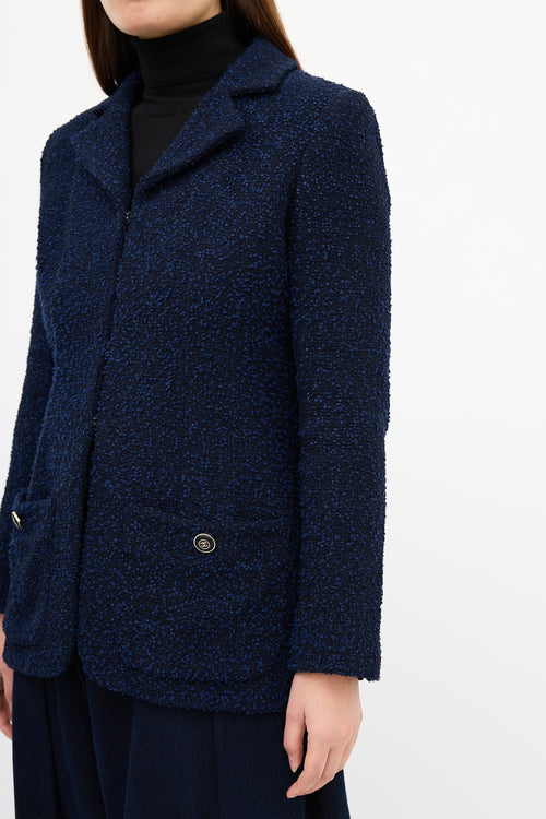 Chanel Navy & Black Boucle CC Button Jacket