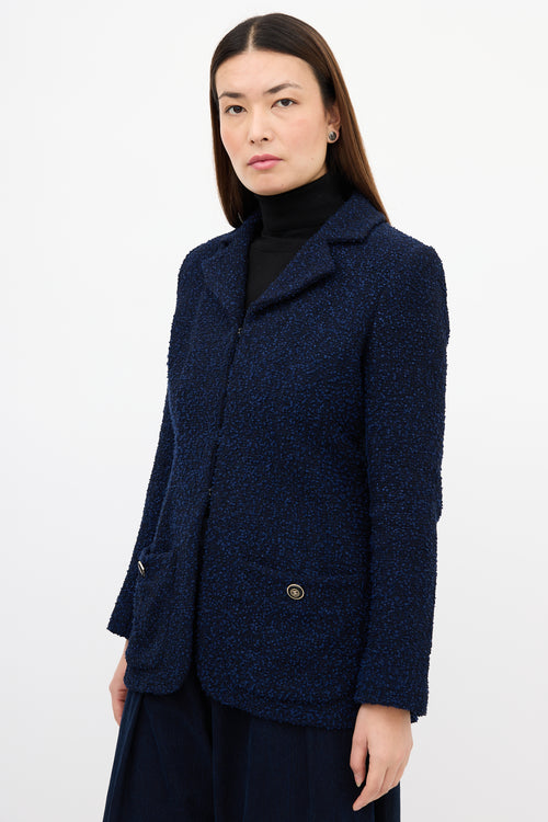 Chanel Navy & Black Boucle CC Button Jacket
