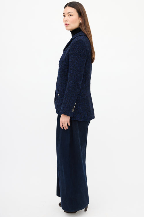 Chanel Navy & Black Boucle CC Button Jacket