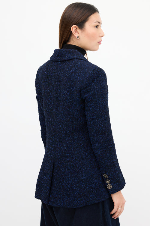 Chanel Navy & Black Boucle CC Button Jacket