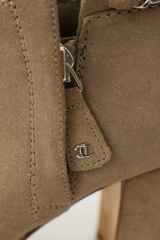 Chanel Suede Glitter CC Boot