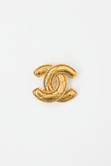 Chanel 1980s Plated Matelasse CC Brooch