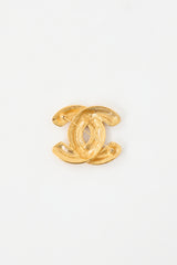 Chanel 1980s Plated Matelasse CC Brooch