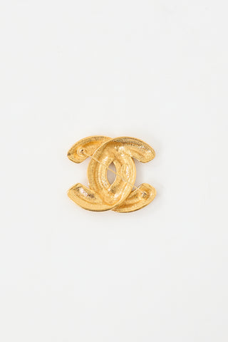 Chanel 1980s Plated Matelasse CC Brooch