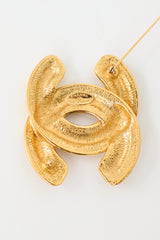 Chanel 1980s Plated Matelasse CC Brooch