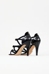 Chanel Patent Leather & Velour Buckle Sandal