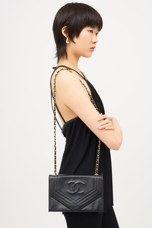 Chanel Vintage Leather CC Envelope Flap Bag
