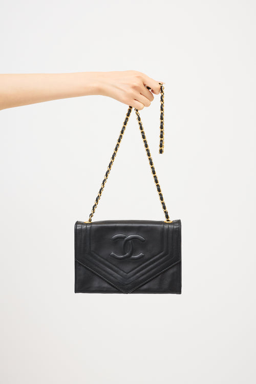 Chanel Vintage Leather CC Envelope Flap Bag