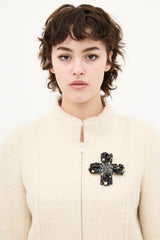 Chanel Fall 2005 Silver & Black Stone CC Cross Brooch