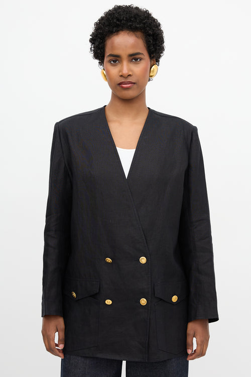 Chanel Linen Collarless Blazer