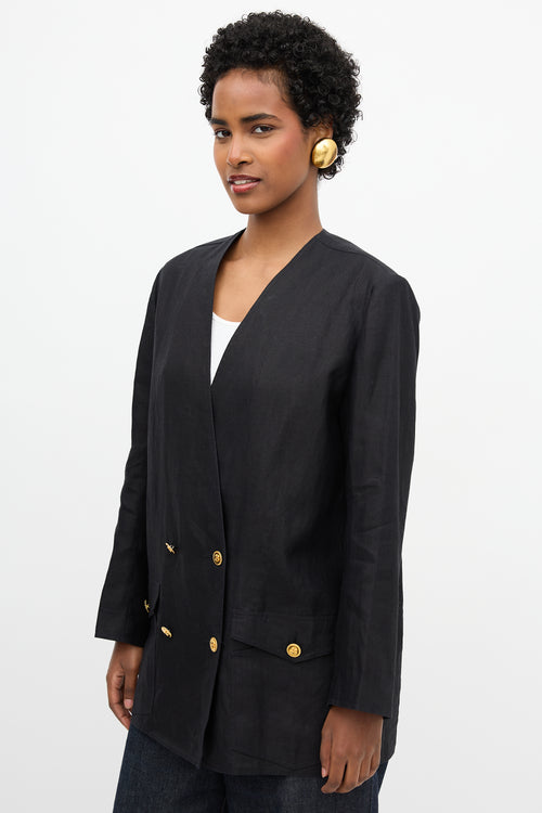 Chanel Linen Collarless Blazer