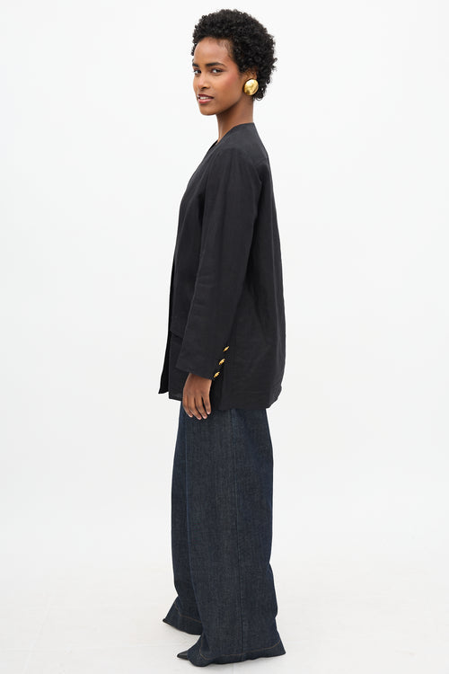 Chanel Linen Collarless Blazer