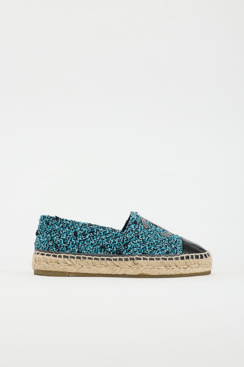 Chanel Tweed CC Espadrille Flat