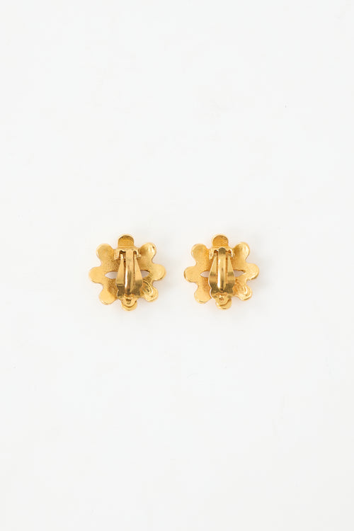 Chanel Fall 1994 Flower CC Clip On Earrings