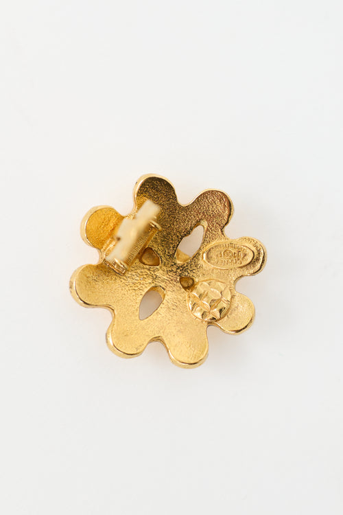 Chanel Fall 1994 Flower CC Clip On Earrings