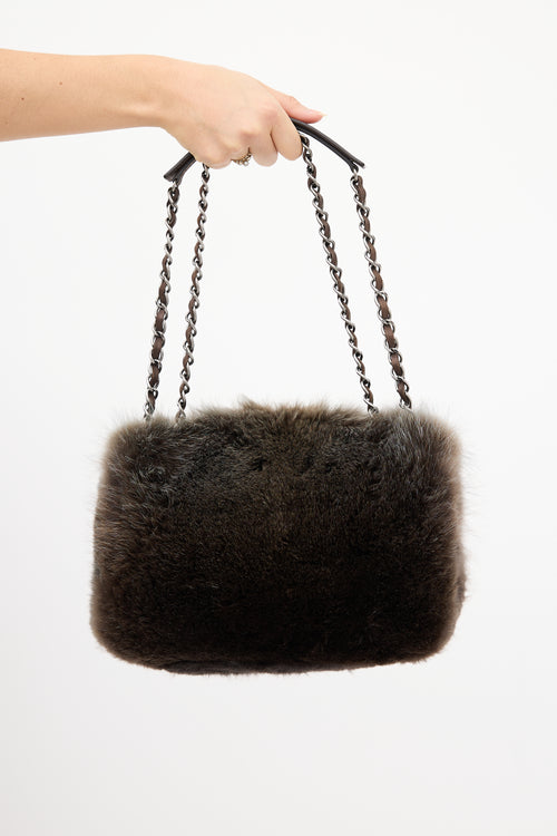 Chanel 2013 Green & Brown Fur CC Flap Bag