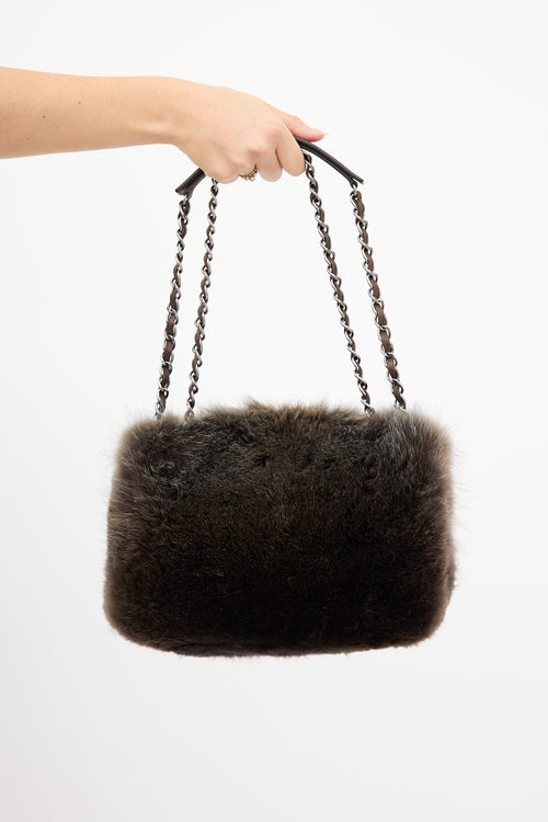 Chanel 2013 Green & Brown Fur CC Flap Bag