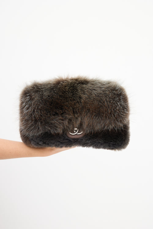 Chanel 2013 Green & Brown Fur CC Flap Bag