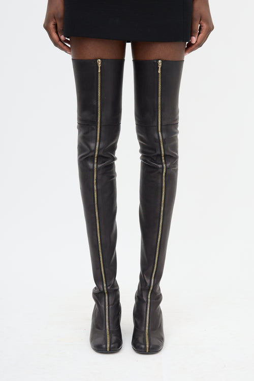 Leather Zip Thigh Boot