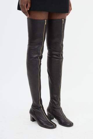 Leather Zip Thigh Boot