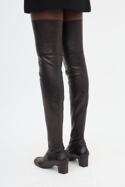 Leather Zip Thigh Boot