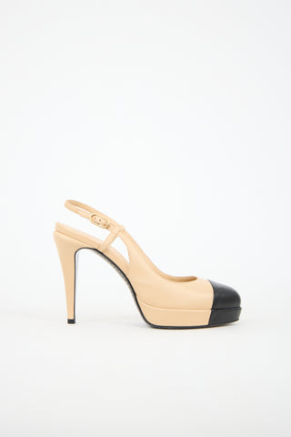 Chanel Leather CC Platform Heel