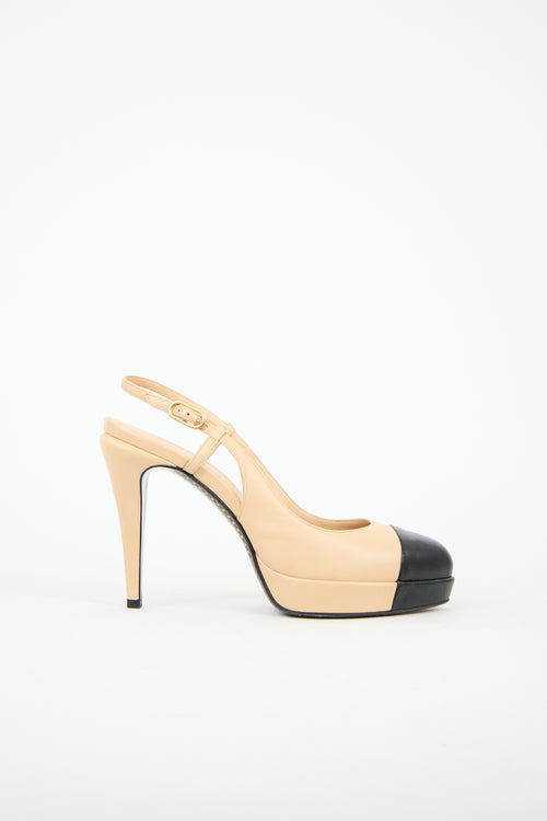 Chanel Leather CC Platform Heel