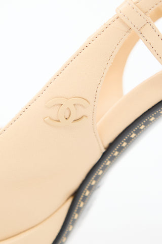 Chanel Leather CC Platform Heel