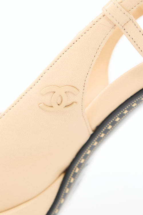 Chanel Leather CC Platform Heel