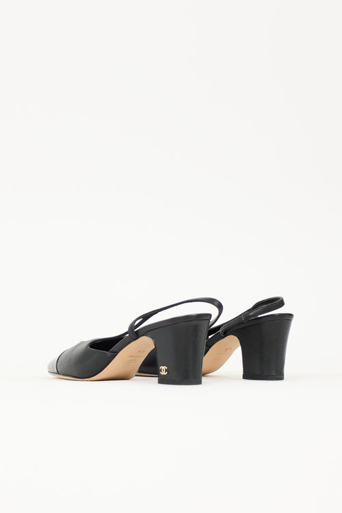 Chanel Leather CC Slingback Heel