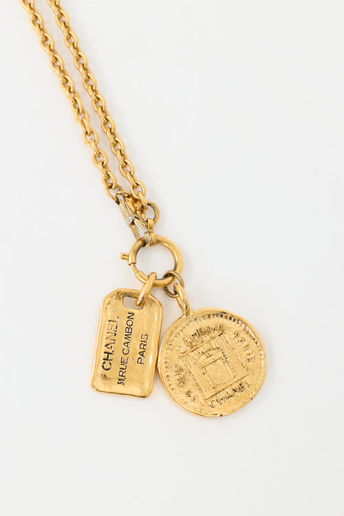 Chanel 1980s Plated 31 Rue Cambon Necklace