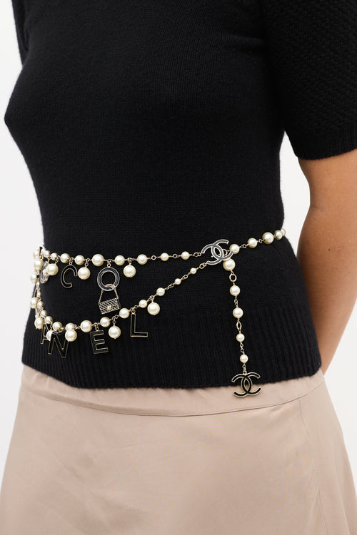 Chanel SS 2007 Gold & Faux Pearl Coco Charm Belt