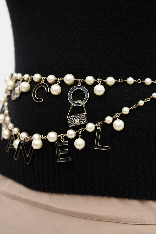 Chanel SS 2007 Gold & Faux Pearl Coco Charm Belt