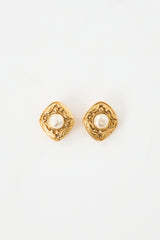Chanel 1980s Faux Pearl Gripoix Clip On Earrings