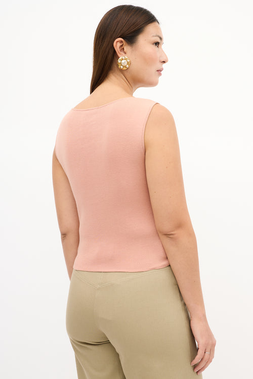 Chanel SS 2002 Pink Cotton Knit Sleeveless Top