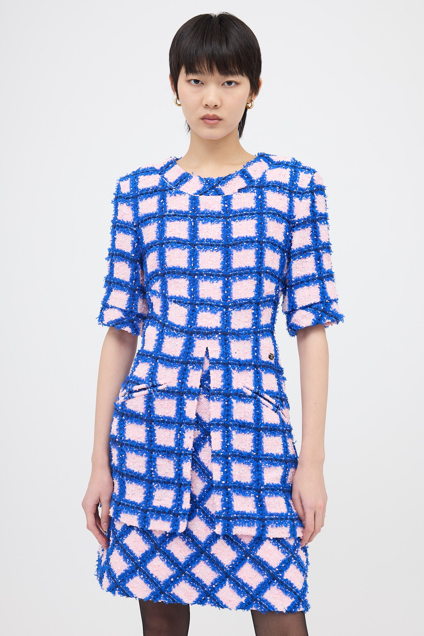 Chanel // SS 2018 Tweed Grid Dress VSP Consignment Chanel // SS 2018 Tweed Grid Dress VSP Consignment