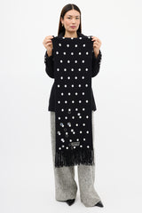 Chanel Fall 2008 Black & White Cashmere Patterned Scarf