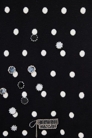 Chanel Fall 2008 Black & White Cashmere Patterned Scarf