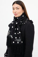 Chanel Fall 2008 Black & White Cashmere Patterned Scarf