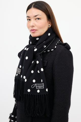 Chanel Fall 2008 Black & White Cashmere Patterned Scarf