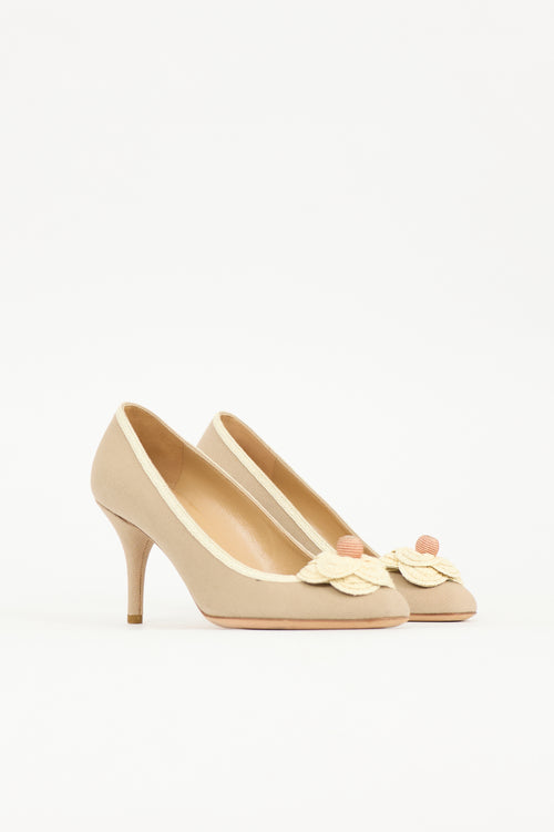 Chanel Vintage Camellia CC Pump
