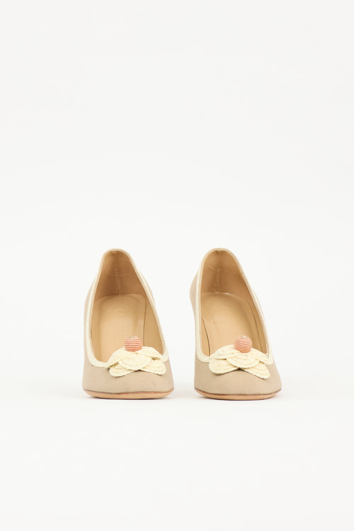 Chanel Vintage Camellia CC Pump