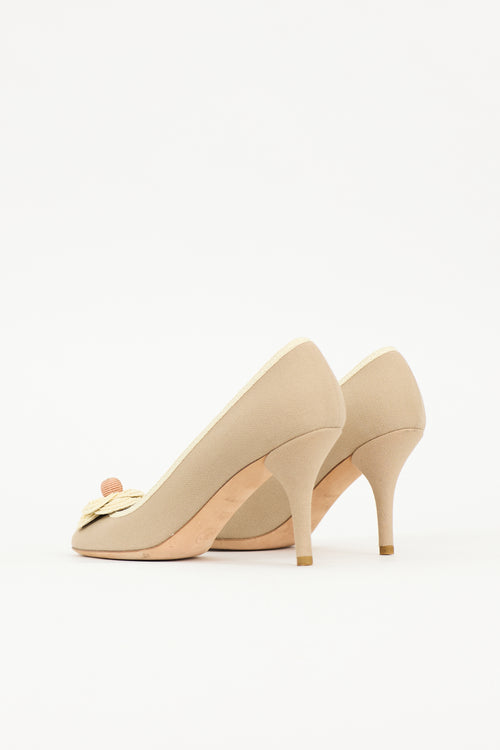 Chanel Vintage Camellia CC Pump
